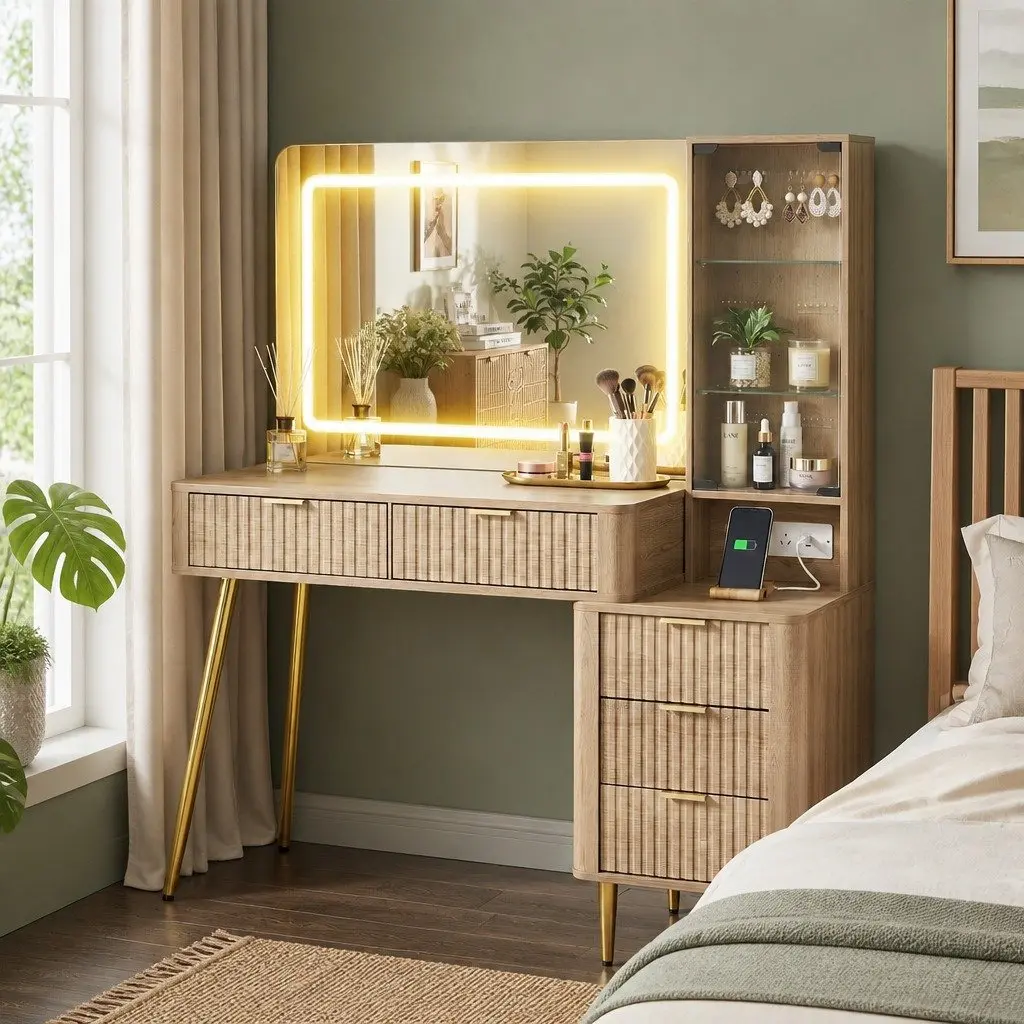 LED Vanity Dressing Table with Charging