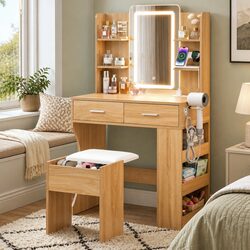 Compact Dressing Vanity Desk with LED Lighting Specs