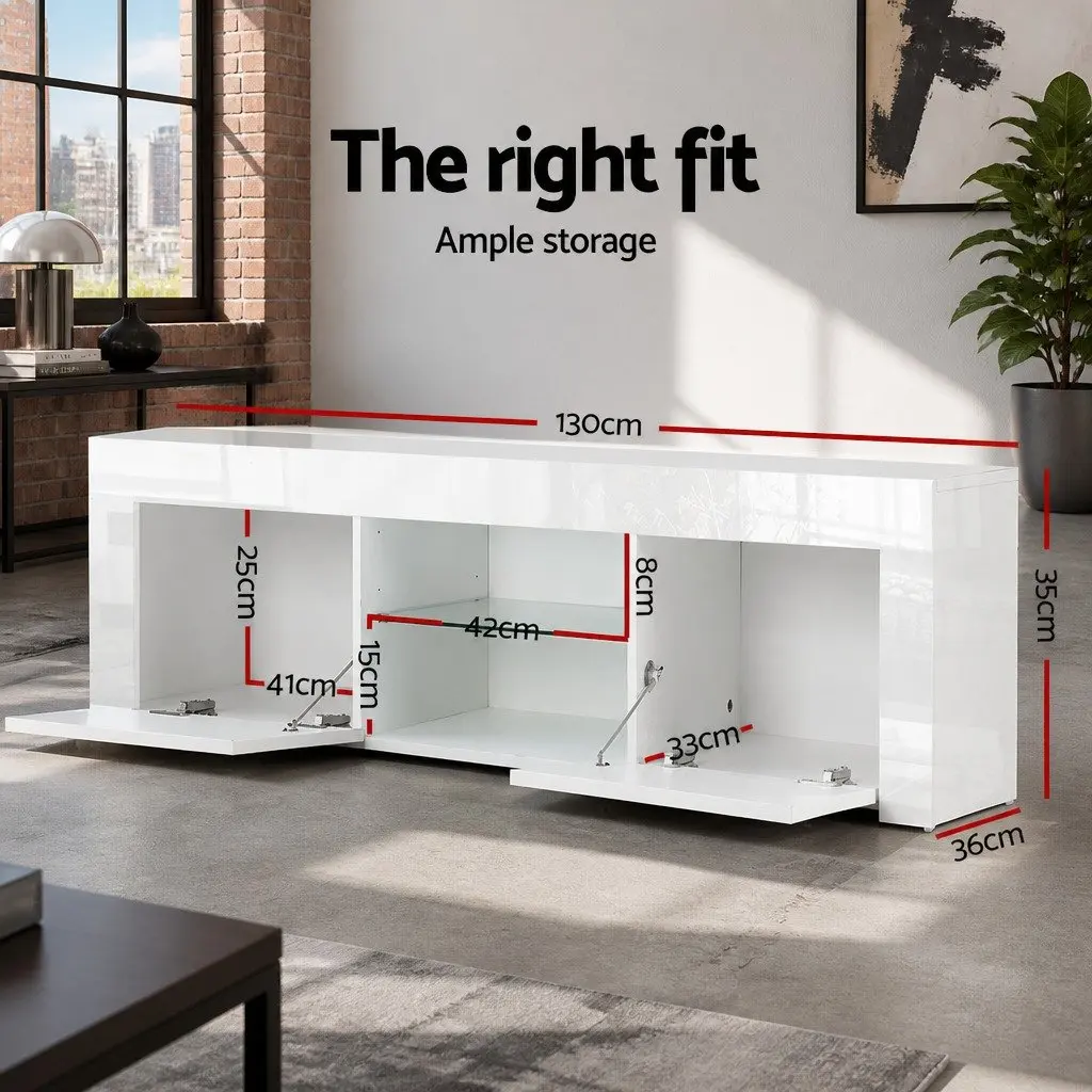 Entertainment Unit TV Cabinet for Living Room 130cm White Storage Shelves
