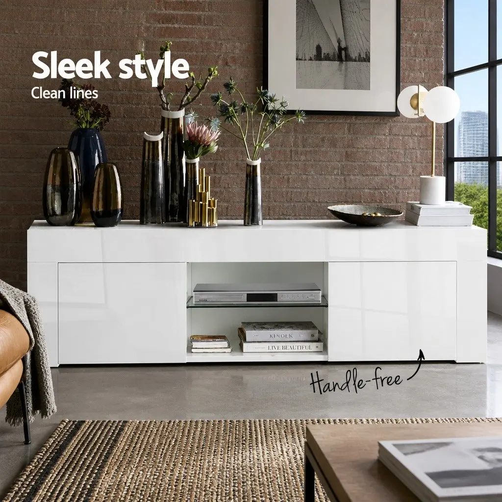 Entertainment Unit TV Cabinet for Living Room 130cm White Storage Shelves