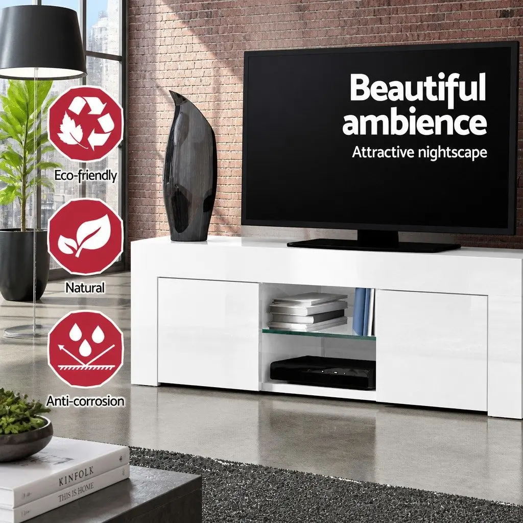 Entertainment Unit TV Cabinet for Living Room 130cm White Storage Shelves