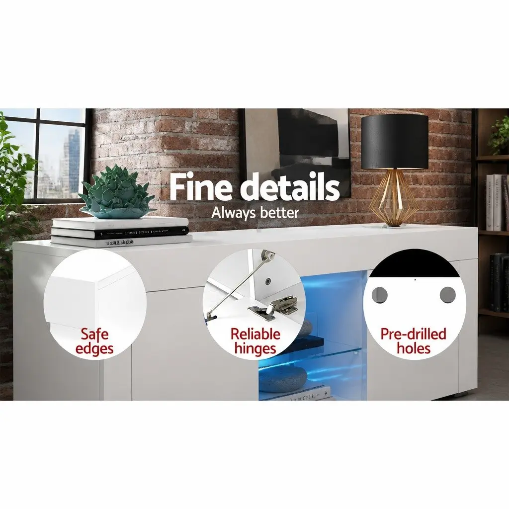 Entertainment Unit TV Cabinet for Living Room 130cm White Storage Shelves