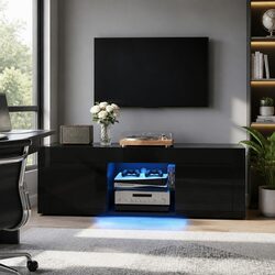 130cm Black TV Entertainment Unit - Detailed Specs