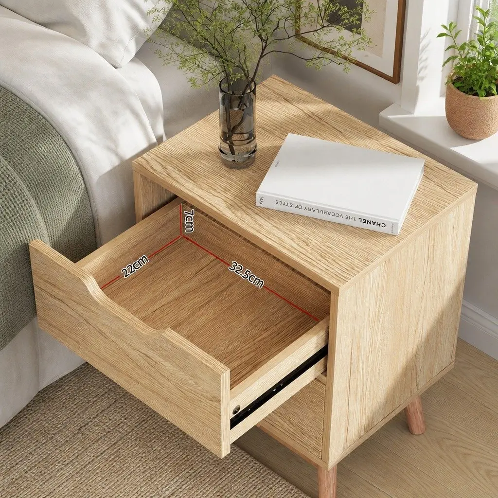 Bedside Table 2 Drawers Nightstand Black Bedroom Storage Furniture Easy Assembly