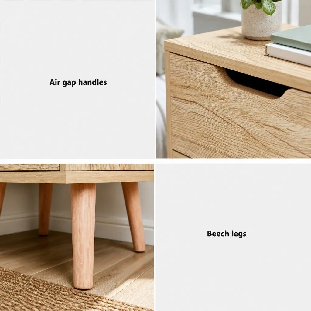 Bedside Table 2 Drawers Nightstand Black Bedroom Storage Furniture Easy Assembly