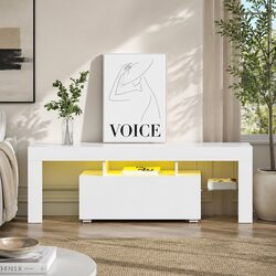 130cm Modern Entertainment Unit with Glass Shelves