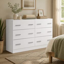 6 Drawer Chest of Drawers: 110.5cm W, 69cm H
