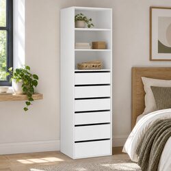 6 Drawer Chest of Drawers Tallboy Cabinet Storage Bedroom White Furniture