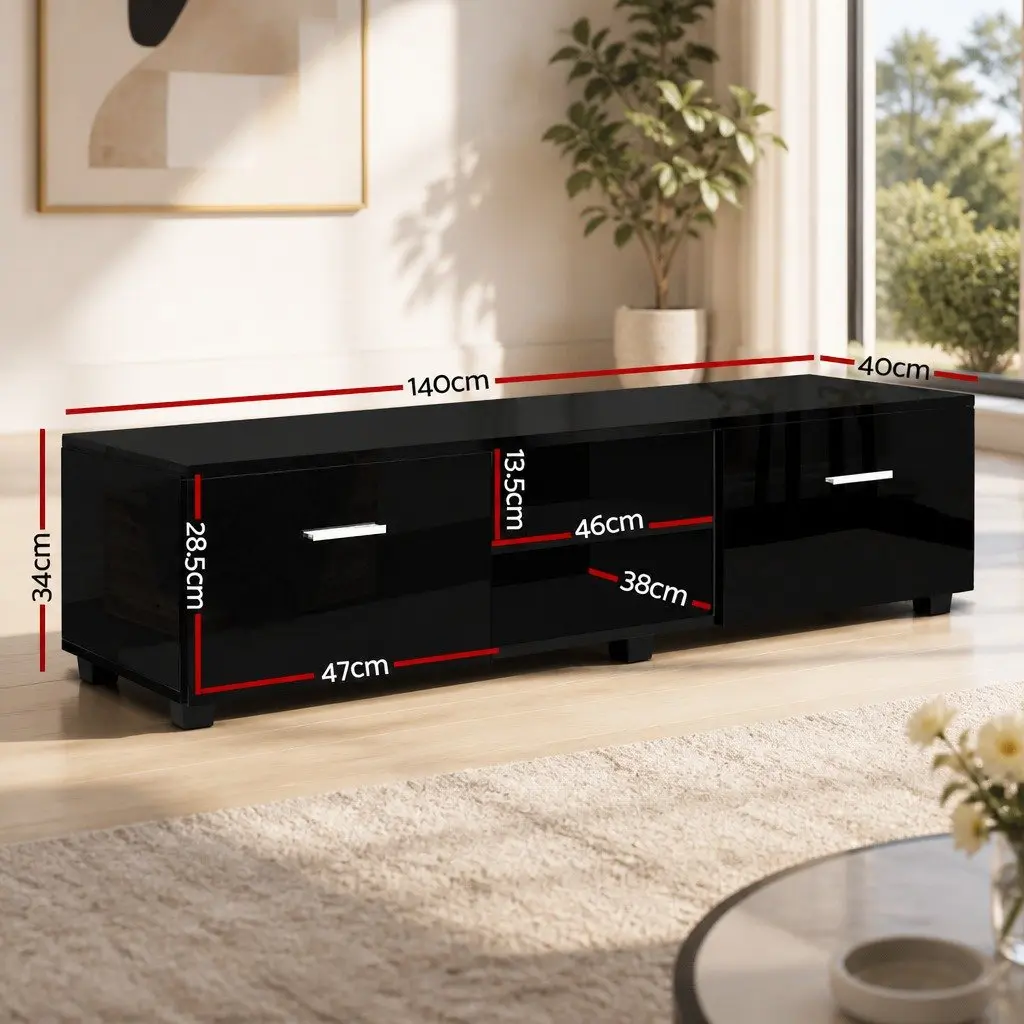 Entertainment Unit TV Cabinet Living Room 140cm Black