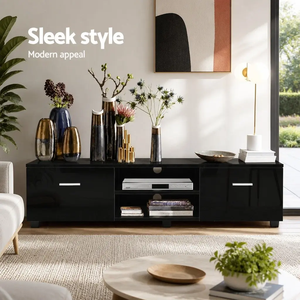 Entertainment Unit TV Cabinet Living Room 140cm Black