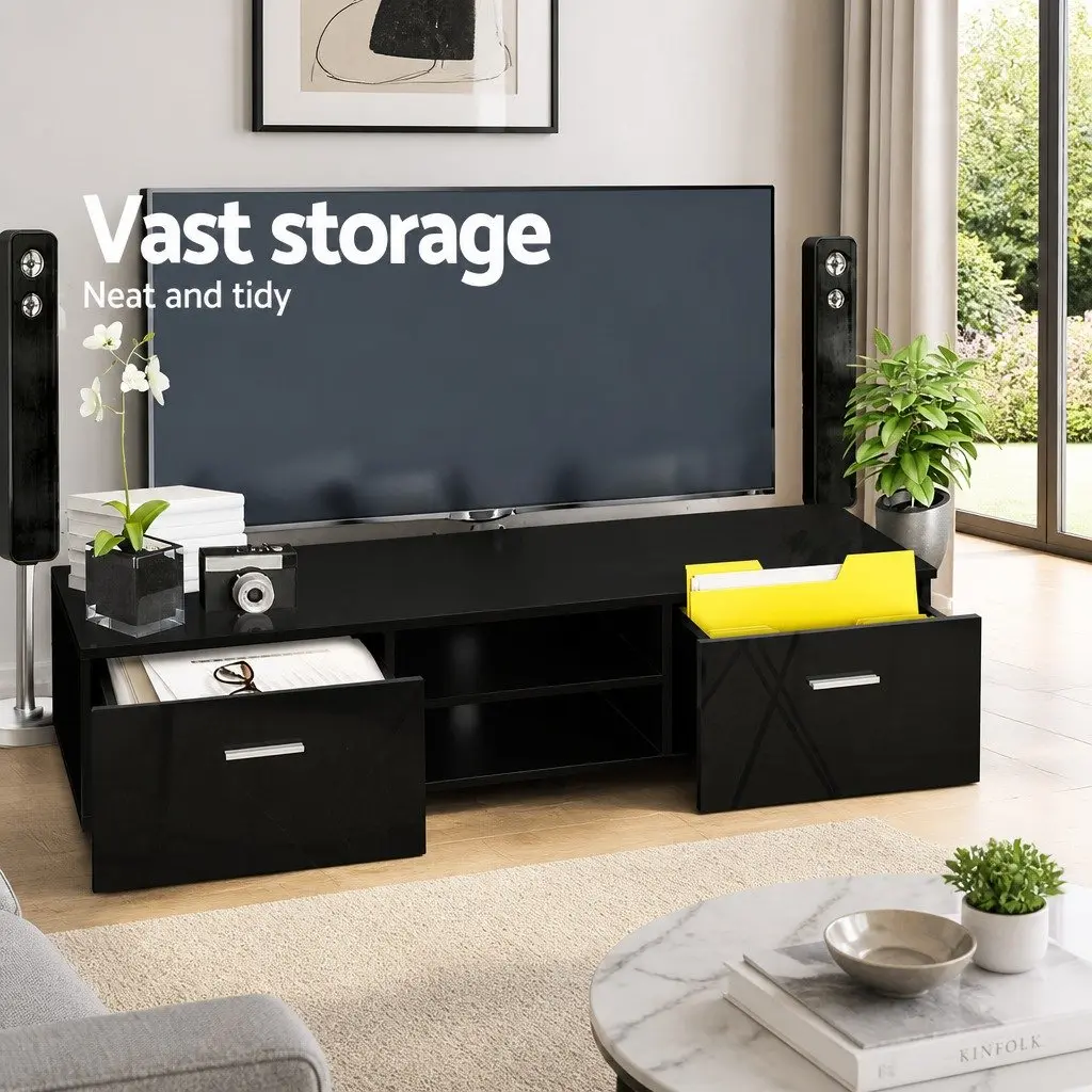 Entertainment Unit TV Cabinet Living Room 140cm Black