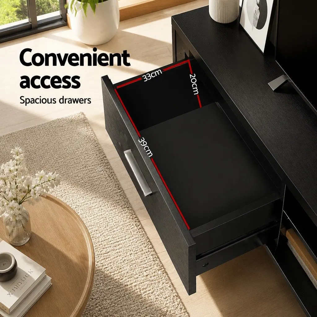 Entertainment Unit TV Cabinet Living Room 140cm Black