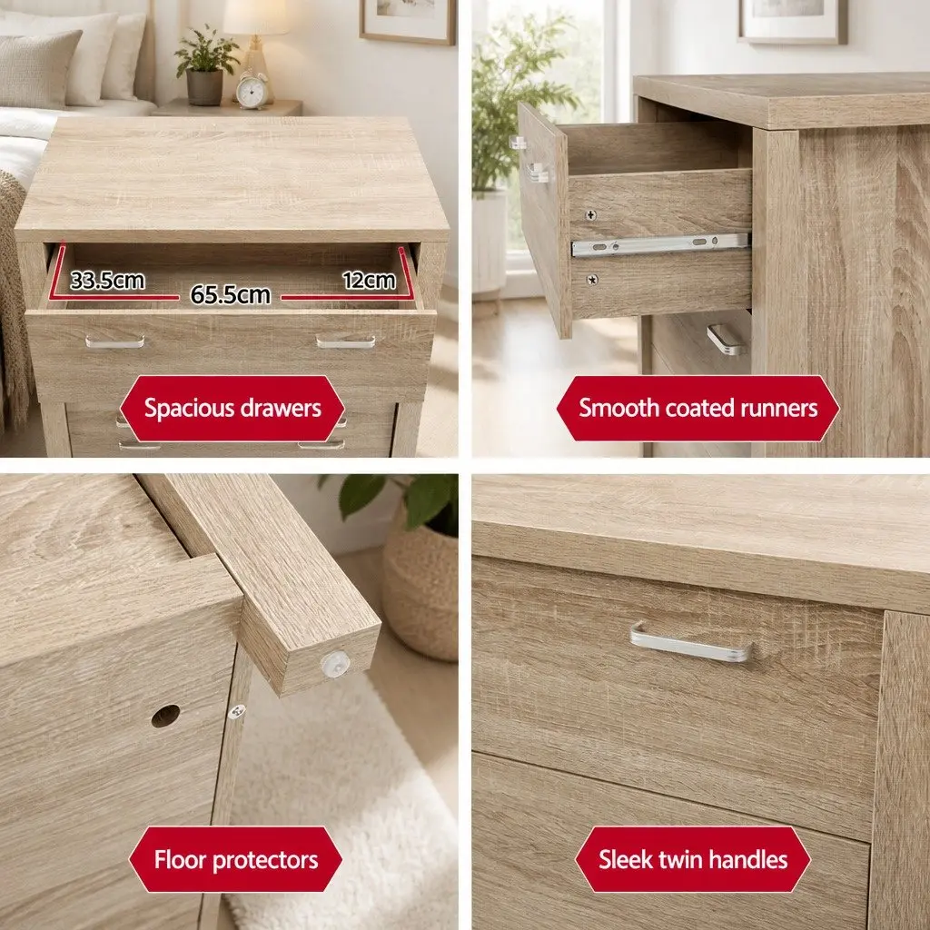 5 Drawer Chest Tallboy Storage Cabinet Pine Bedroom Dresser with Handles Floor