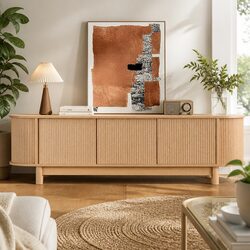 TV Entertainment Unit Storage Cabinet 160cm Living Room Media Shelving Oak