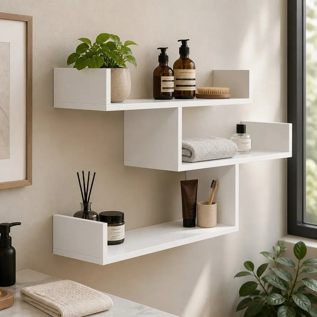 Floating Wall Shelf 3 Tier White Storage Display Shelves for Living Room 120cm W x 25cm D x 55cm H