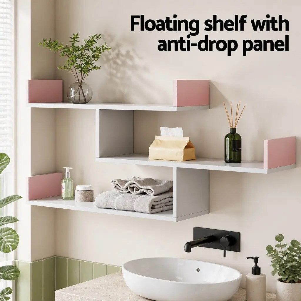 Floating Wall Shelf 3 Tier White Storage Display Shelves for Living Room 120cm W x 25cm D x 55cm H