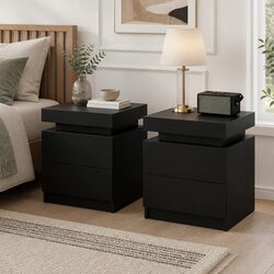 Specifications of Black Bedside Table with 2 Drawers