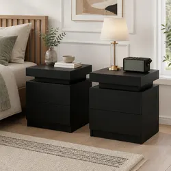 Specifications of Black Bedside Table with 2 Drawers