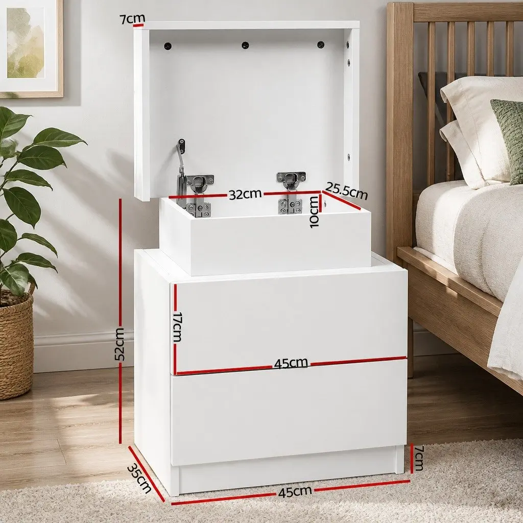 White Bedside Table with Storage