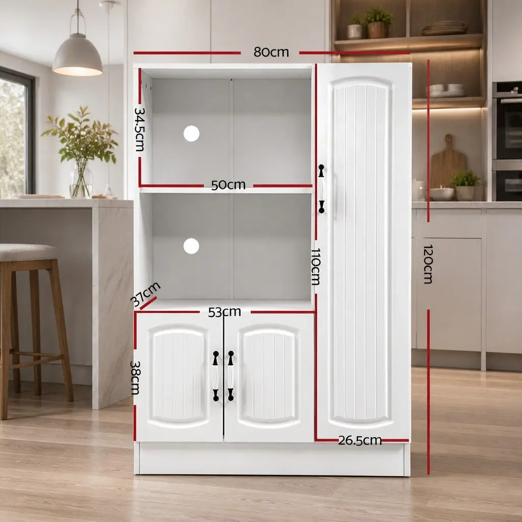 Buffet Sideboard Cabinet White Dining Storage Display Shelves Kitchen Cupboard