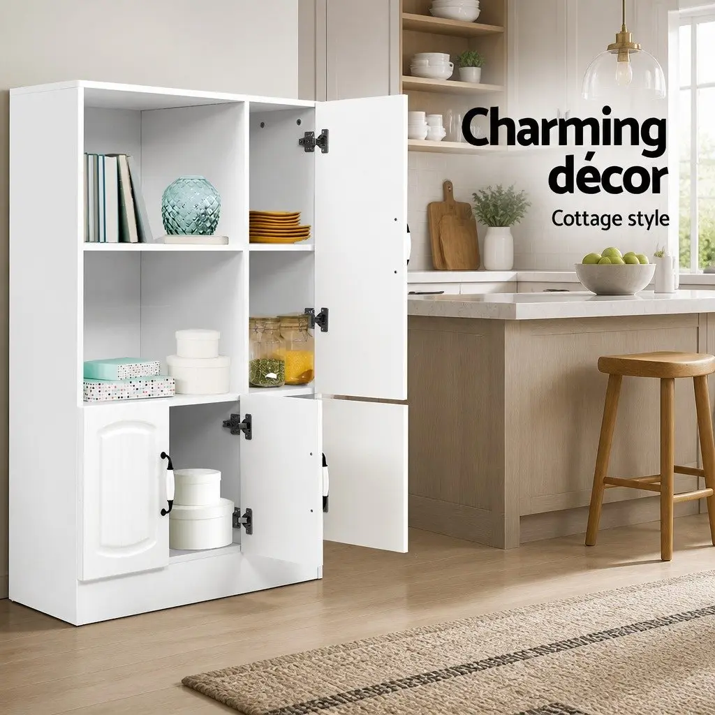 Buffet Sideboard Cabinet White Dining Storage Display Shelves Kitchen Cupboard