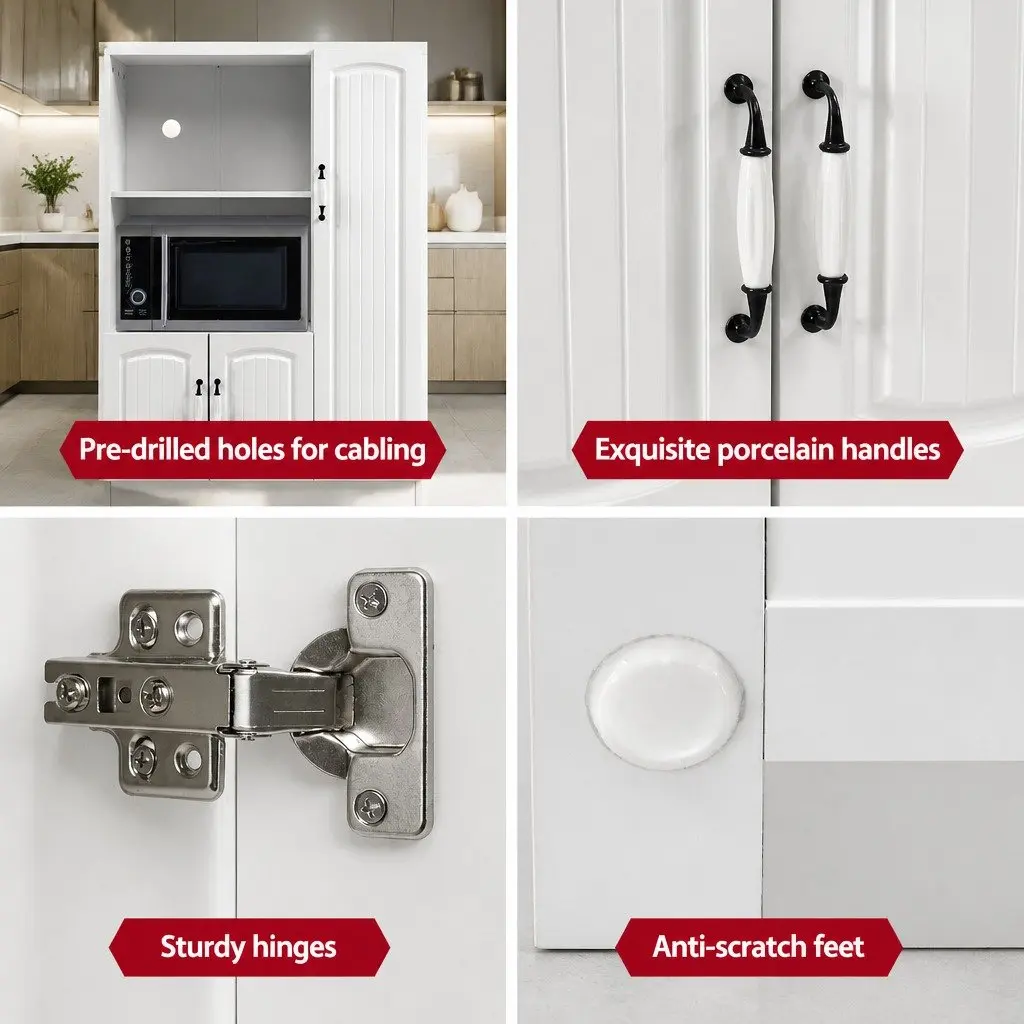 Buffet Sideboard Cabinet White Dining Storage Display Shelves Kitchen Cupboard