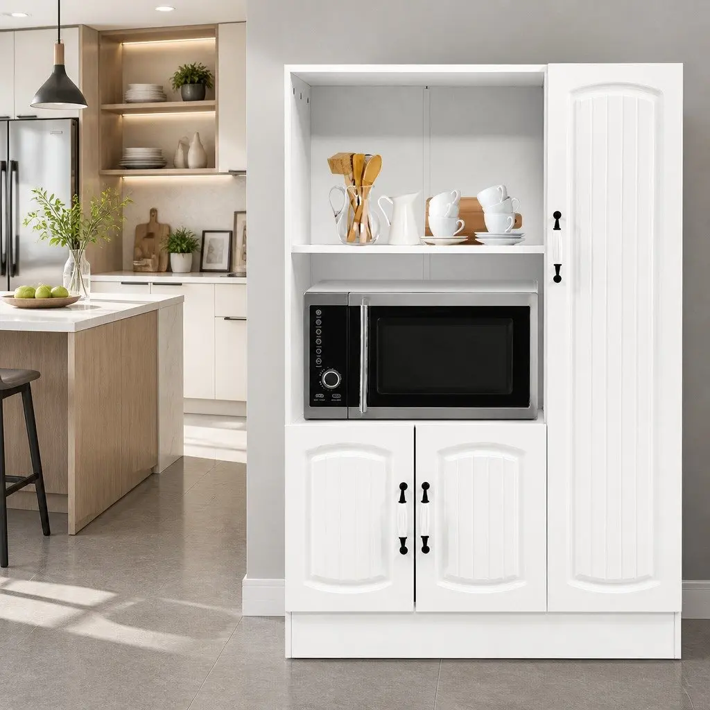 Buffet Sideboard Cabinet White Dining Storage Display Shelves Kitchen Cupboard