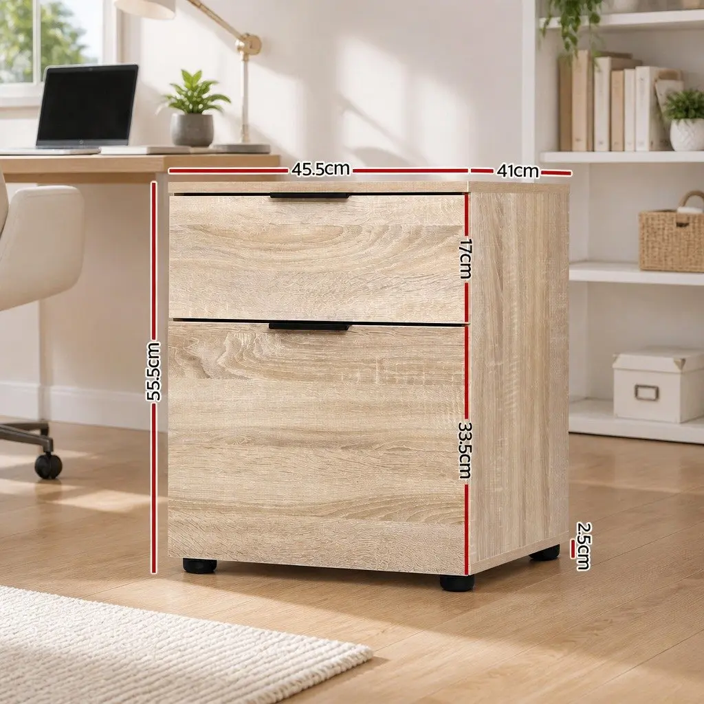 Beige 2 Drawer Filing Cabinet Office Storage Organizer Under Desk 455cmW x 41cmD x 555cmH