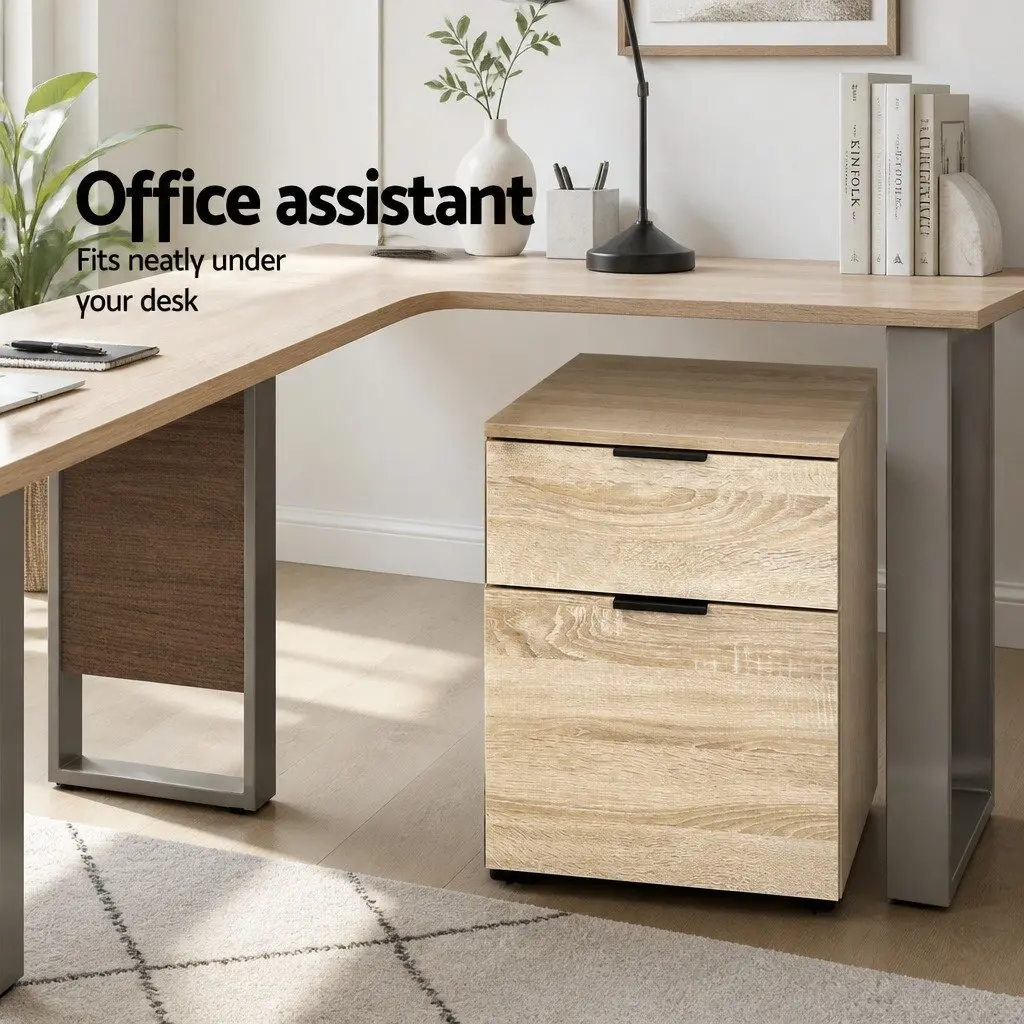 Beige 2 Drawer Filing Cabinet Office Storage Organizer Under Desk 455cmW x 41cmD x 555cmH