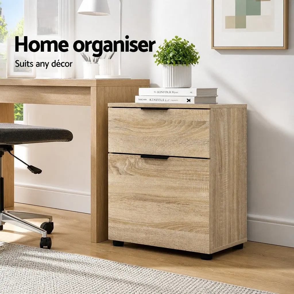 Beige 2 Drawer Filing Cabinet Office Storage Organizer Under Desk 455cmW x 41cmD x 555cmH