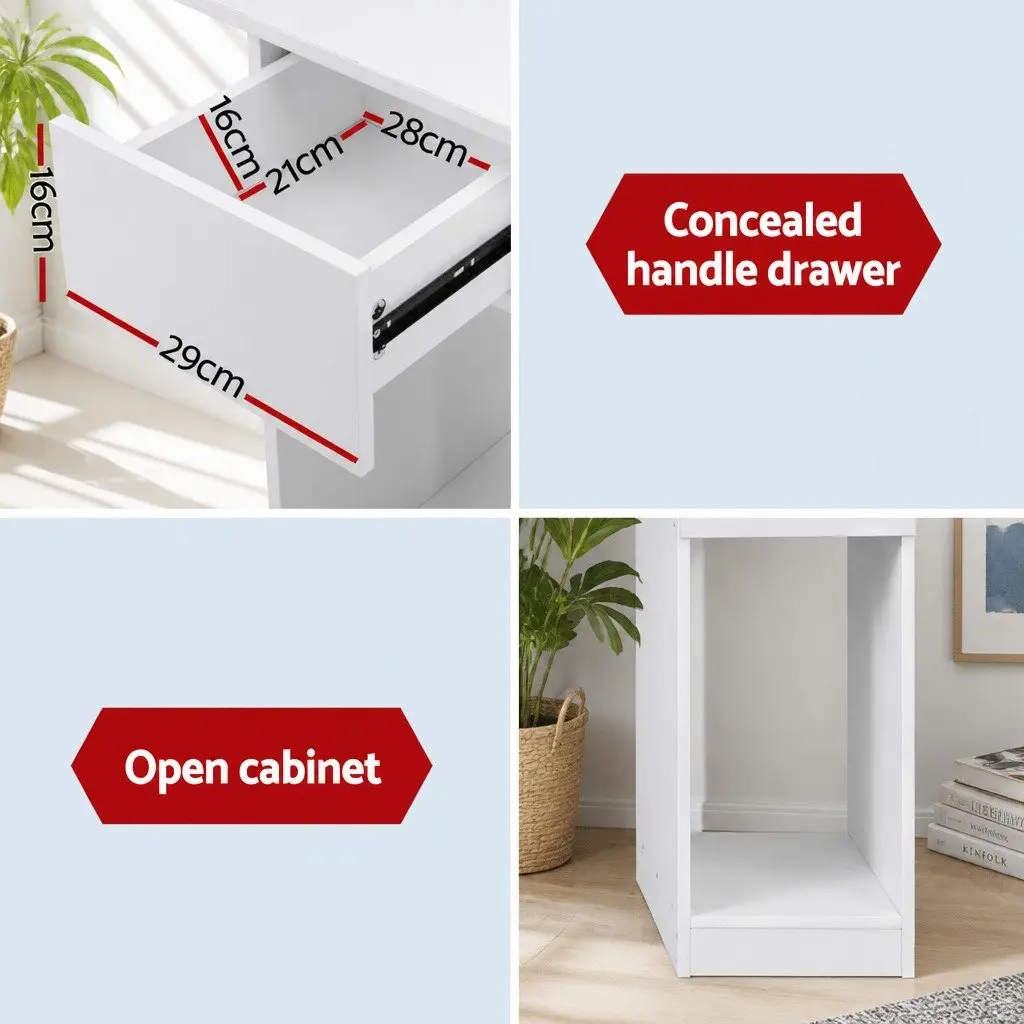 Computer Desk with 5-Tier Bookshelf Drawer Storage Workstation White 120cm