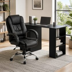 Computer Desk 120cm Office Chair Set High Back Executive Black Combo Furniture