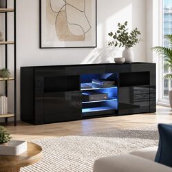 Factual Black LED Entertainment Unit 160cm Dimensions