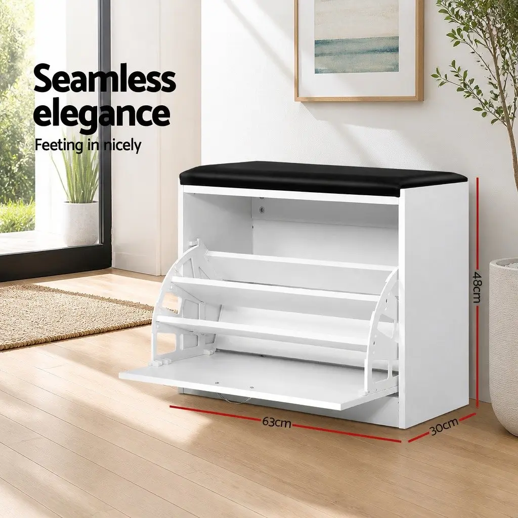 Shoe Storage Bench Cabinet for Hallway Entrance 63cm White