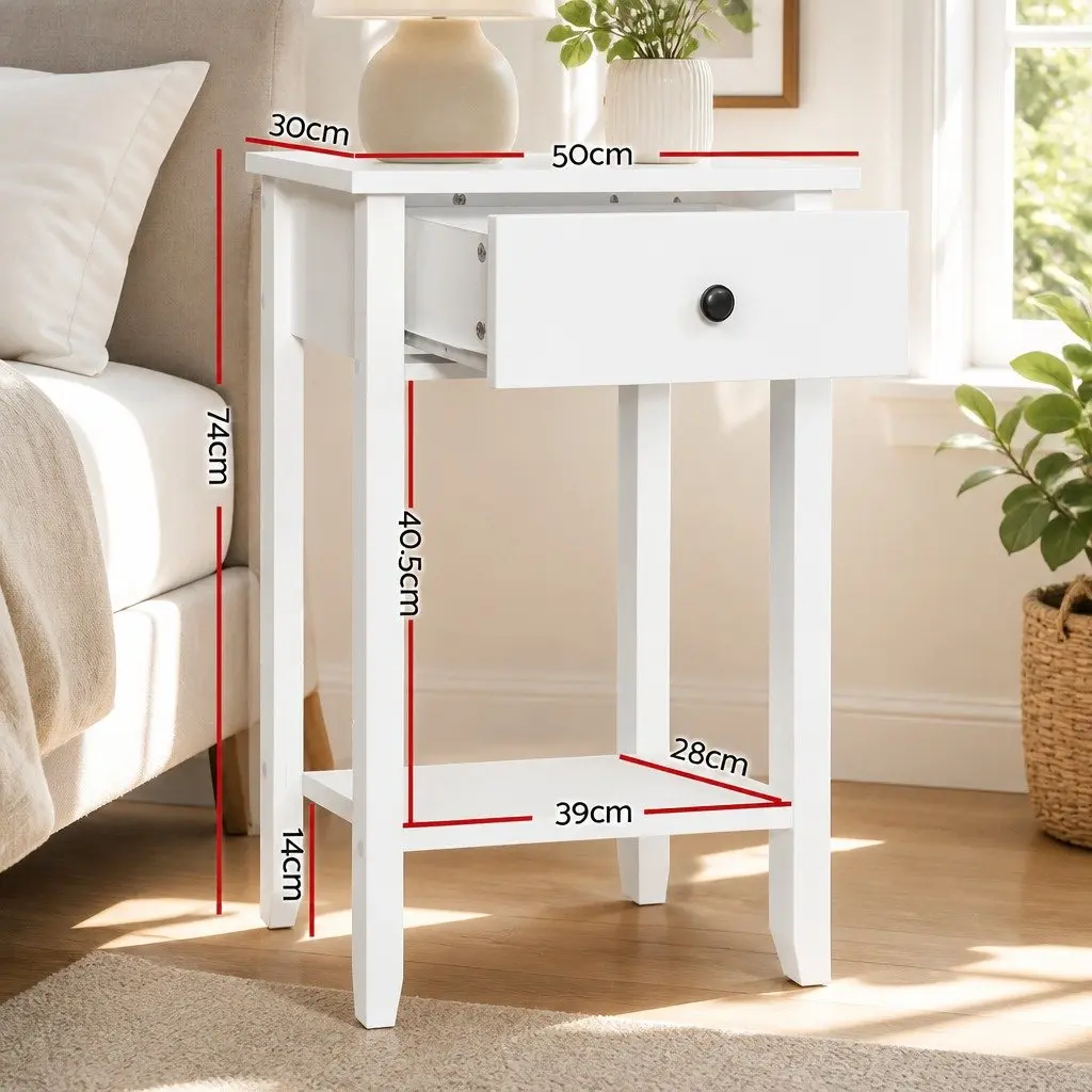 Bedside Table with 1 Drawer, 50cm x 30cm x 74cm