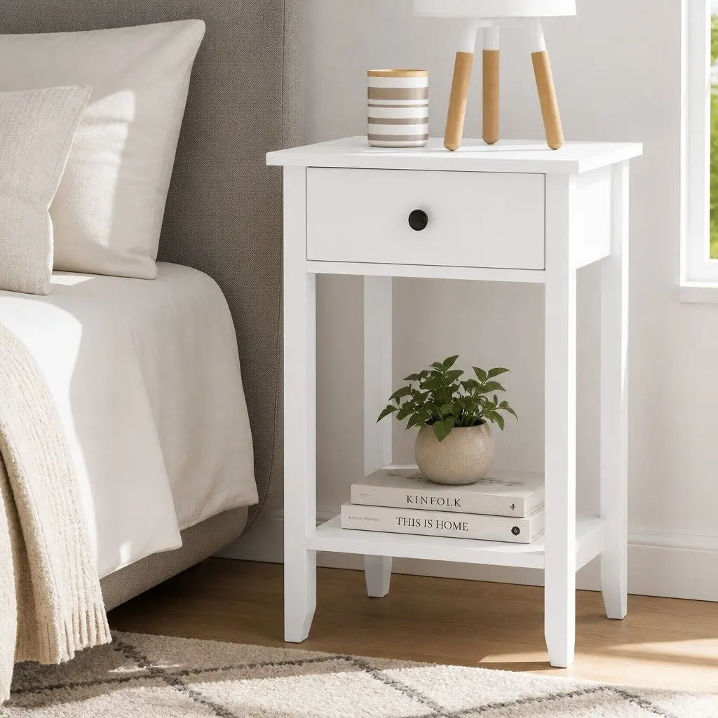 Bedside Table with 1 Drawer, 50cm x 30cm x 74cm