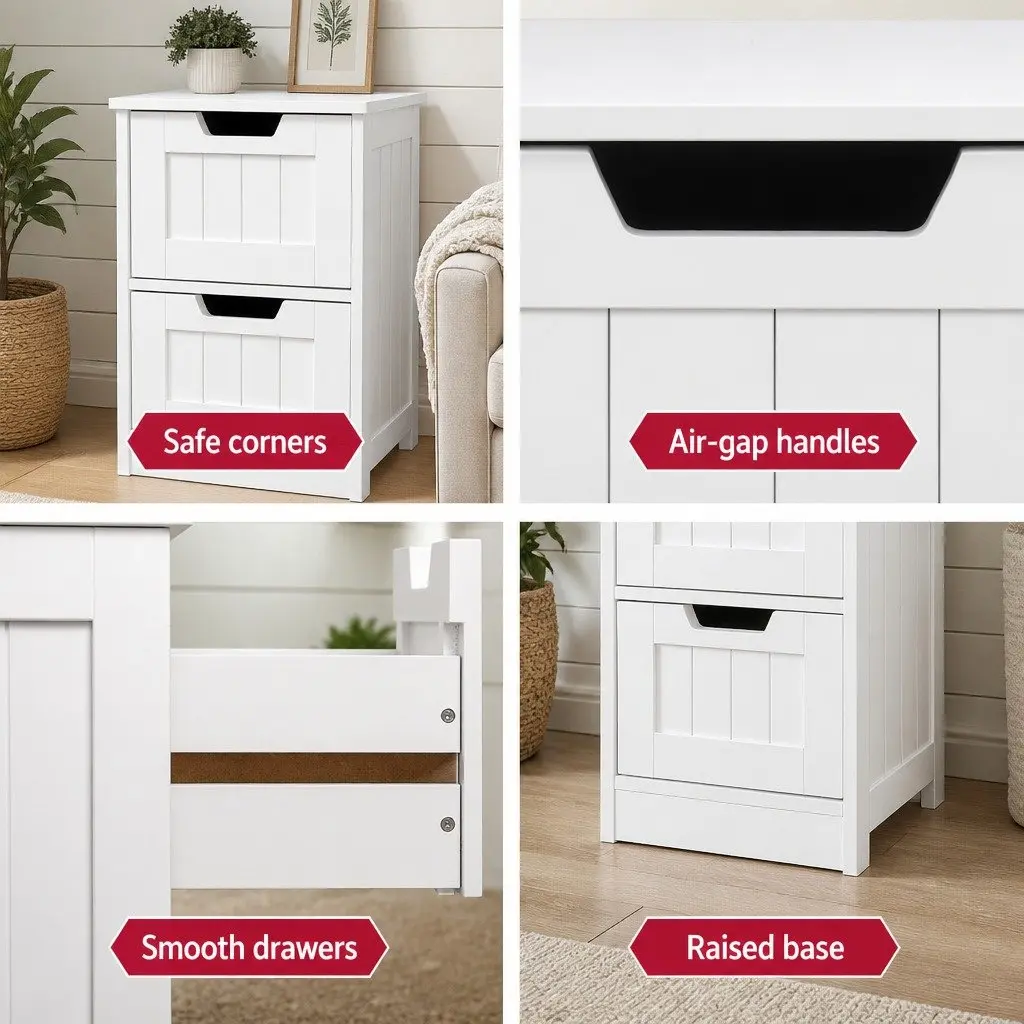 4 Drawer White Storage Cabinet Bedroom Dresser Tallboy 30cm x 30cm x 81cm