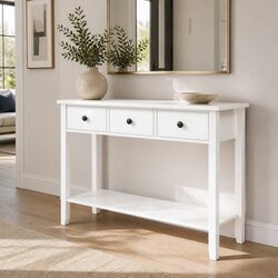 Console Table 100CM with 3 Drawers and White Finish