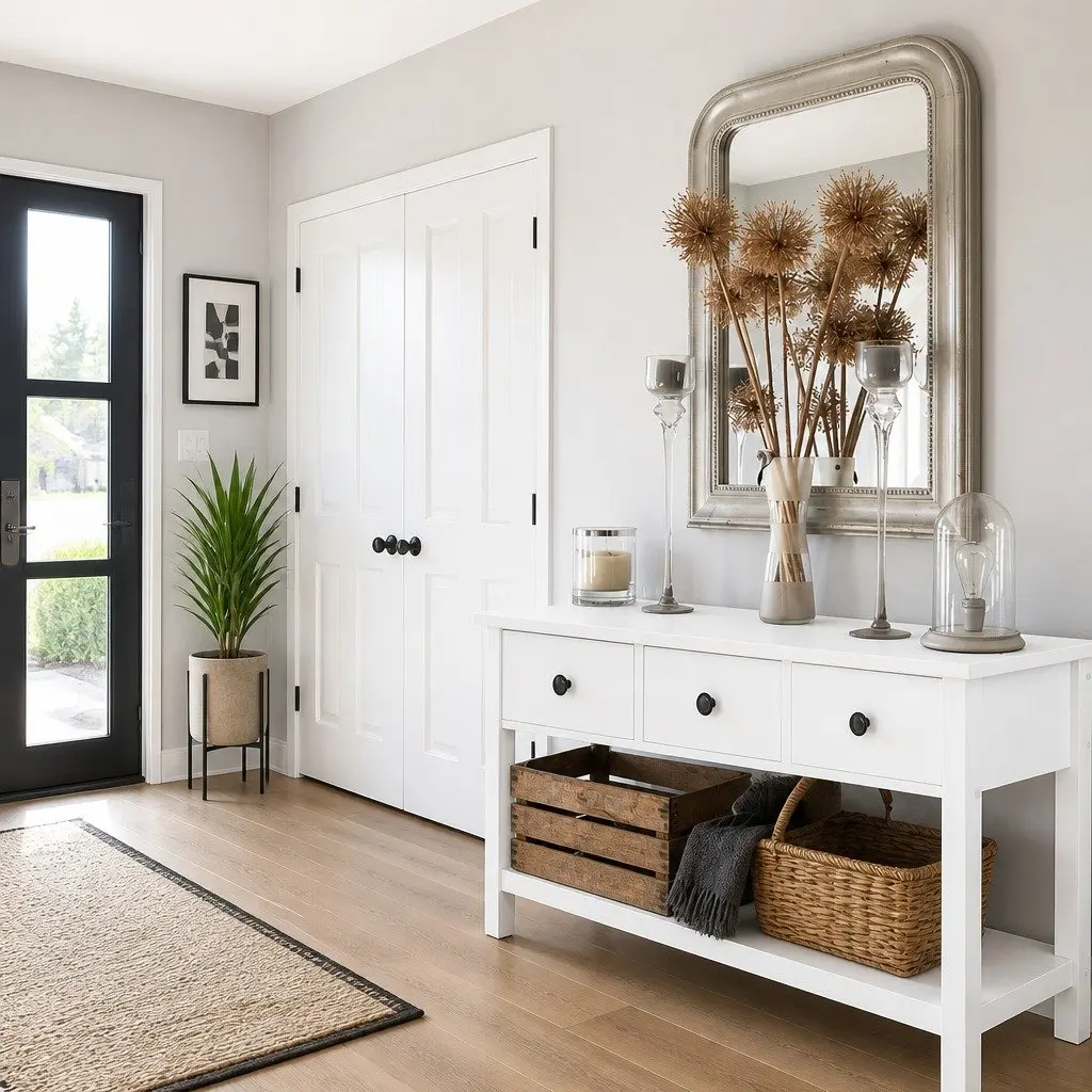Console Table 100CM with 3 Drawers and White Finish