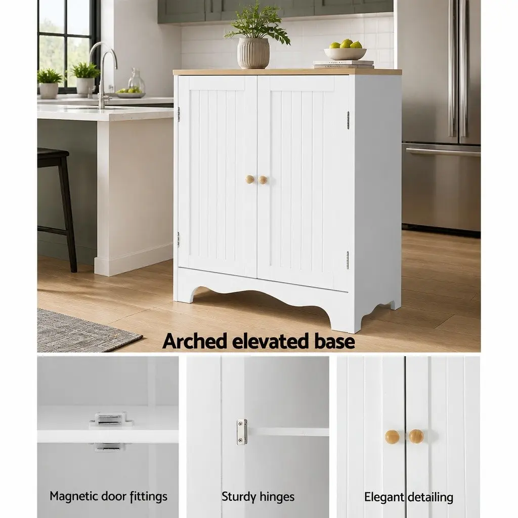 4 Door White Tall Cupboard Storage Cabinet Kitchen Dining Room Sideboard