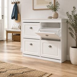 4-Tier Shoe Cabinet Dimensions: 105cm W x 24cm D x 82.5cm H