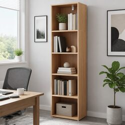 Specifications for 5-Tier Bookshelf with Storage Features