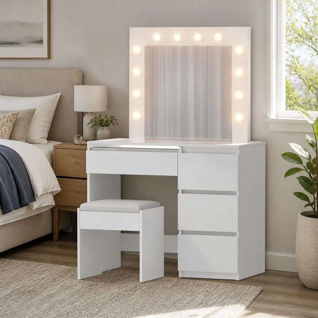 LED Dressing Table with Stool