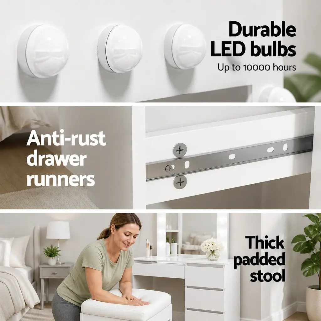 LED Dressing Table with Stool
