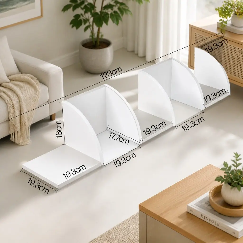 Wall Corner Floating Shelf 5-Tier White Storage Display for Living Room Bedroom Kitchen 19.3 x 19.3 x 123cm