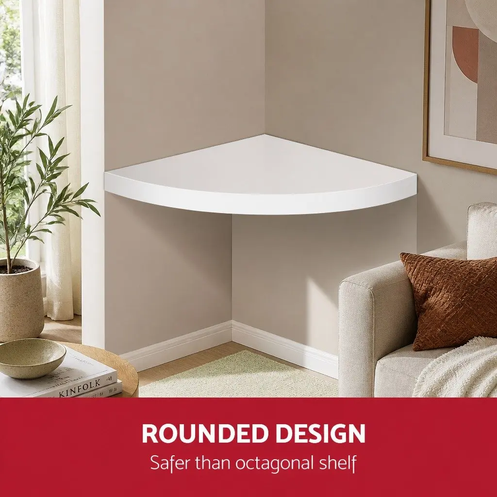 Wall Corner Floating Shelf 5-Tier White Storage Display for Living Room Bedroom Kitchen 19.3 x 19.3 x 123cm