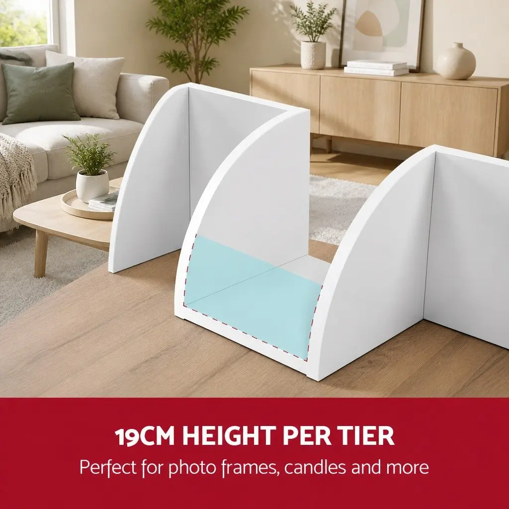 Wall Corner Floating Shelf 5-Tier White Storage Display for Living Room Bedroom Kitchen 19.3 x 19.3 x 123cm