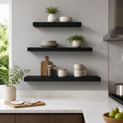 Specifications for Floating Wall Shelf Set of 3 in Black