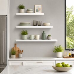 Floating Wall Shelf Set of 3 White Display Storage Books Photos Home Office