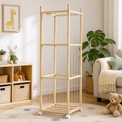 Tall Wooden Plush Toy Storage Tower - 135cm with Wheels
